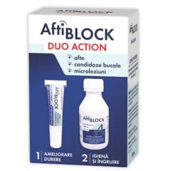 AftiBlock Duo Duo Action, Gel igiena orala 8g si Apa de gura 100ml, Zdrovit